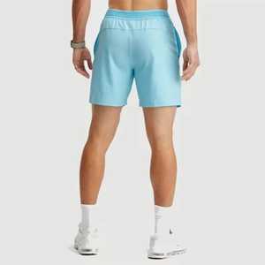 Shorts de Baño para Hombre, de Secado Rápido, Color Sólido, Cintura Elástica, Largo Medio, Casual, Azul Claro, Tejido de Poliéster - Product Image 2