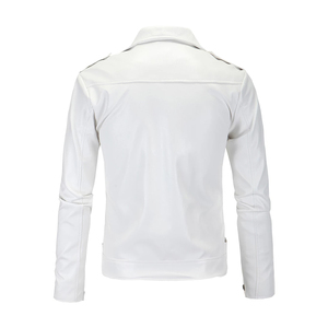 Chaqueta de Cuero para Motociclista, Color Bronceado Desgastado, Chaqueta de Motocicleta Resistente de Cuero Vacuno, Estilo Ajustado, Chaqueta de Moda Masculina - Product Image 3