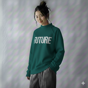 Sudadera Casual de Invierno para Mujer, Cuello Alto Simulado, Holgada, Tela de Felpa Suave de Primera Calidad, Algodón y Poliéster, Logotipo Frontal Sólido - Product Image 5