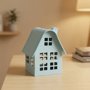 Artisan Design Iron Handmade House-Shaped <b>Lantern</b> with Cutout Windows for Home Decoration <b>Tea</b> <b>Light</b> Holder - Product Image 4