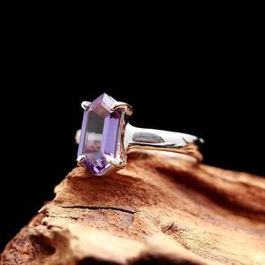 Anillo Hexagonal de Alejandrita que Cambia de Color, Plata de Ley 925, Joyería de Piedras Preciosas Hecha a Mano, Certificado IGI, Elegante Regalo para Mujer - Product Image 6