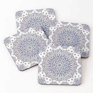 Sous-verres au design classique avec plateau en MDF et impression autocollante émaillée, lot de 4 sous-verres à thé, prix de gros usine - Product Image 5