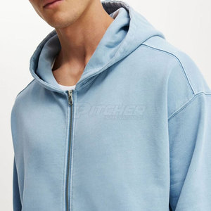 Sweat-shirts à capuche zippés pour hommes, style urbain, avec design épaules tombantes, poches avant et coupe décontractée tendance - Product Image 5