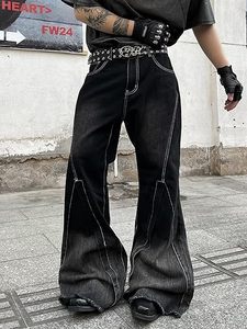 Pantalones vaqueros acampanados con costuras irregulares para hombre, pantalones vaqueros con parte inferior acampanada, pantalones estilo disco, pantalones retro de los años 60 y 70 - Product Image 5