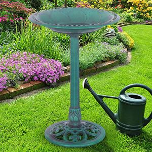 Bain d'oiseaux sur pied vert pour jardin extérieur, idéal pour l'observation des oiseaux dans la cour - Product Image 1