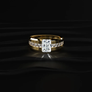 3.3CT Yellow Gold <b>Mens</b> Radiant Cut Labgrown Diamond D-E <b>Ring</b> With Channel Set Band Fine Jewelry Special Design For Engagement. - Product Image 1