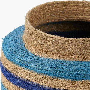 Panier de rangement cylindrique en jonc de mer bleu, fait main, vente en gros, écologique, fabriqué au Vietnam - Product Image 5