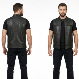 Custom Casual Canvas <b>Leather</b> Motorcycle Vest Men Club-Style Biker Sleeveless <b>Jacket</b> Heated Waterproof Windproof Winter - Product Image 4