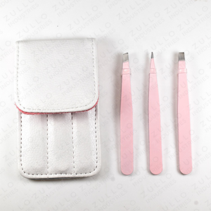 Multi Color Eyebrow Tweezers Set with PU Leather Case <b>Square</b> Slant Point Tip Professional Beauty <b>Tools</b> OEM - Product Image 3