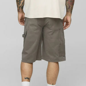 Short cargo homme coupe classique, tissu sergé en coton confortable avec empiècements sur le devant, short de travail décontracté pour homme - Product Image 5