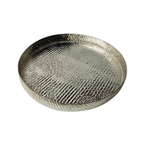 Nouveauté : Plateau de service en métal au design unique avec poignée en nœud papillon doré, finition argentée, bord festonné décoratif pour la maison - Product Image 6