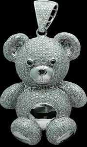 Colgante de Lujo Personalizado de Plata de Ley 925 con Oso Teddy Hip Hop Rapper Bling, Moissanita VVS, Bañado en Rodio/Oro, Certificado - Product Image 6