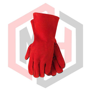 Gants de soudage longs rouges, résistants, en cuir de vachette, anti-déchirure, anti-coupure, pour pompiers, antistatiques, 11 oz - Product Image 2