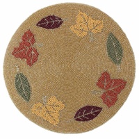 Tapis de table en perles de verre à motif de feuilles, assiette de chargeur perlée, napperon parfait pour dîner Thanksgiving et décor festif