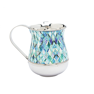 Artistic Blue <b>Mosaic</b> Stainless Steel Washing Cup Decorative Handwashing Ceremony Statement <b>Piece</b> - Product Image 1