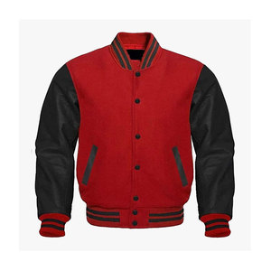 New Best Manufacture Winter Varsity Jacket with Premium <b>Leather</b> Sleeves Hot Sale Solid Design Varsity Jacket for Men - Product Image 1