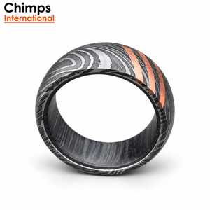Anillo de Boda de Acero de Damasco para Hombre con Incrustaciones de Cobre, Banda Moderna Hecha a Mano |   Anillo de moda para hombre, el mejor regalo de Navidad - Product Image 4