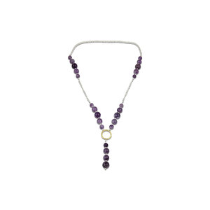 Collier de perles d'eau douce violettes, chaîne de perles facettées, bijoux pour femmes, cadeau de fête ou de mariage - Product Image 1