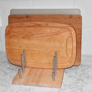 Support vertical en bois de qualité supérieure pour planches à découper avec base solide, organisateur de comptoir de cuisine moderne pour rangement et décoration - Product Image 3