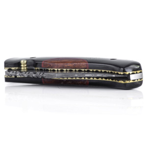 Couteau pliant artisanal DD-FK-734 en acier Damas, pointe clip, pour la chasse, la survie en extérieur, le bushcraft, le camping, multi-outils, corne de buffle - Product Image 1