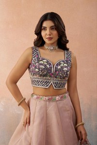 Purple Net Floor-Length A-Line <b>Lehenga</b> Choli Sequins Embroidery Dupatta Set for Women Ethnic Party Outfit India Pakistan Bride - Product Image 5