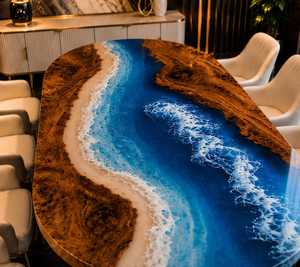 Custom Luxury Resin River Dining <b>Table</b> Handmade Solid Walnut Wood Live Edge Furniture for Home Office Hotel Villa and Commercial - Product Image 2