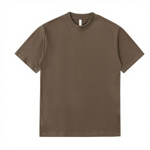 Camiseta Unisex de Cuello Redondo y Manga Corta, Color Marrón Sólido, 100% Algodón, Uso Diario Informal, Corte Regular, Todas las Temporadas, Tejido Transpirable - Product Image 1