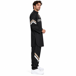 Conjunto de Kurta y Pantalón Personalizado con Bordado Musulmán, Cuello Redondo, Manga Larga, Corte Recto, Largo hasta la Pantorrilla, Ropa Tradicional para Hombre, Pantalones Jogger - Product Image 3