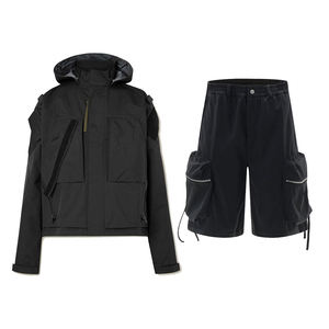 Ensemble coupe-vent pour homme en polyester et nylon, veste zippée et short, deux pièces - Product Image 1