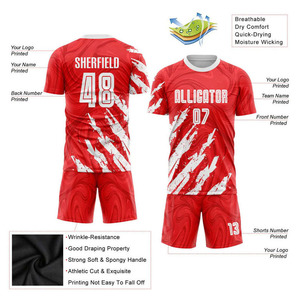 Ventes en gros de maillots de football pour adultes et ensembles d'uniformes de football, couleur et logo personnalisés, vêtements de sport 100% polyester, ensembles d'uniformes de football - Product Image 2