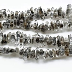 Cuentas de cuarzo diamante Herkimer negro natural de 5-7 mm, cuentas de piedra cruda sin cortar, hilo de 16 pulgadas para la fabricación de joyas al por mayor - Product Image 1