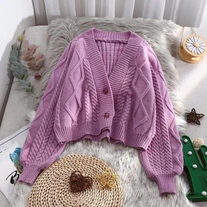 Cardigan en maille à manches longues pour femme, couleur unie, automne-hiver, style manteau et veste - Product Image 4