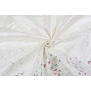 ผ้าซาตินกึ่งไหมปักลายดอกไม้หลากสีสัน สีขาว กว้าง 58 นิ้ว TFAB SEMI SILK EMB17 - Product Image 4