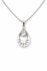 Colgante delicado hecho a mano con forma de pera, plata de ley 925, diamante, piedra preciosa, joyería elegante - Product Image 4