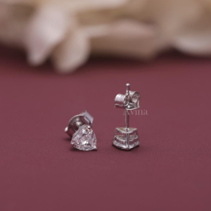 IGI Certified Lab Grown Diamond Heart Solitaire Stud <b>Earrings</b> in Solid 925 Sterling <b>Silver</b> | Luxury Diamond <b>Earrings</b> - Product Image 2