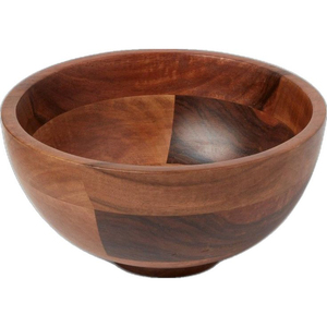 Tazón de servir de madera de acacia de calidad premium hecho a mano con acabado marrón natural, tazón redondo de madera para ensalada y frutas para el hogar y la cocina. - Product Image 1