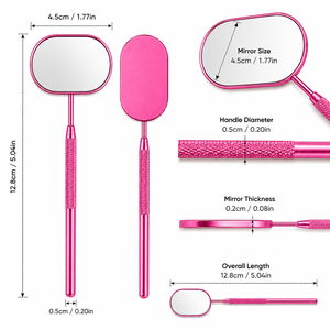 <b>Pink</b> Oval Handheld Personalized Metal <b>Frame</b> Single Side Makeup Mirror - Product Image 3