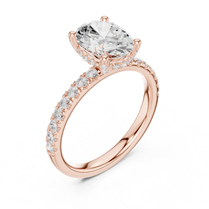 Rose Gold <b>Oval</b> <b>Moissanite</b> <b>Engagement</b> <b>Ring</b> Women Four Claw Prong Set Wedding Jewelry - Product Image 3