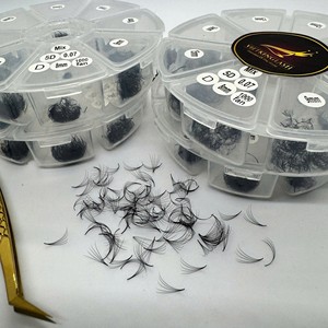 Extensions de cils en cheveux synthétiques, éventails faits à la main, mix de tailles 3D-20D, longueur 7mm-20mm, courbure CC/DD/L/M, naturelles, longues, logo personnalisé - Product Image 2