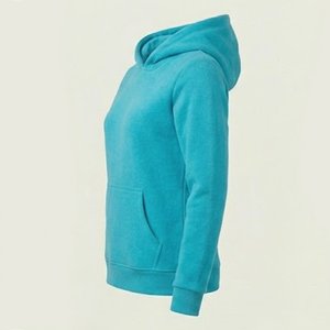 Sweat à capuche turquoise pour femme de haute qualité avec logo personnalisé, séchage rapide, poches et impression frontale du logo, en coton tricoté, idéal pour l'automne - Product Image 3