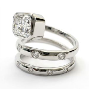 Anillo en Espiral con Diamante Cultivado en Laboratorio, Corte Radiante, 1.25 CTW, Certificado IGI, Oro Blanco Sólido de 9K, Engaste de Bisel, Joyería - Product Image 3
