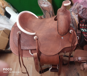 อานม้าแบบตะวันตกของอังกฤษอานม้าแบบหยาบๆเบาะหนังแท้สำหรับขี่ม้า - Product Image 2