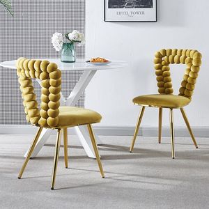 Set di 2 Sedie da Pranzo Moderne e Confortevoli con Gambe in Tubo di Ferro e Morbidi Cuscini, Schienale Pratico per Sala da Pranzo, Soggiorno, Caffè - Product Image 1