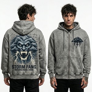 Sweat à capuche personnalisé brodé pour homme, haute qualité, 400 g/m², en molleton bouclette, style streetwear, fabricant, faible MOQ - Product Image 1