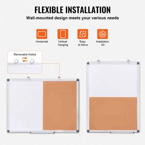 Lavagna Magnetica 2-in-1 con Cornice in Alluminio 24x18 Pollici, Pannello in Sughero e Lavagna Cancellabile a Secco per Montaggio a Parete in Materiale Plastico - Product Image 5