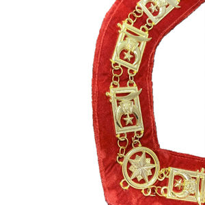 Collier d'officier de réglementation français de la franc-maçonnerie, broderie artisanale sur tissu, collier de cérémonie complet avec chaîne maçonnique - Product Image 2