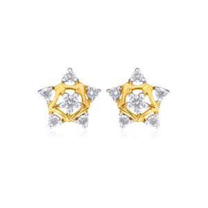Starry Night Diamond <b>Studs</b> Yellow Gold Diamond <b>Stud</b> <b>Earrings</b> Round Brilliant Cut Women's Everyday Wear Classic Style G Color - Product Image 1