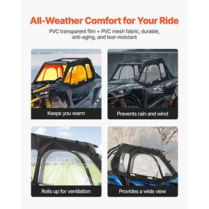 ประตูด้านบนสำหรับห้องโดยสารรถ Polaris RZR XP 1000/XP Turbo 2014-2023 UTV ป้องกันลม พร้อมซิปแบบอัพเกรด - Product Image 3