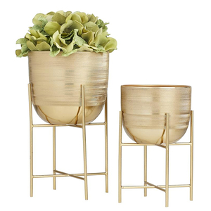 Modern Metal Decorative Indoor Outdoor Planter, Flower <b>Pot</b> for Living Room, Kitchen, Office, Metal Planter With Stand - Product Image 1