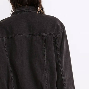 Best Quality Black <b>Denim</b> Jacket unisex Loose Fit Stonewashed Cotton Casual <b>Coat</b> With Button Closure Autumn Style - Product Image 6